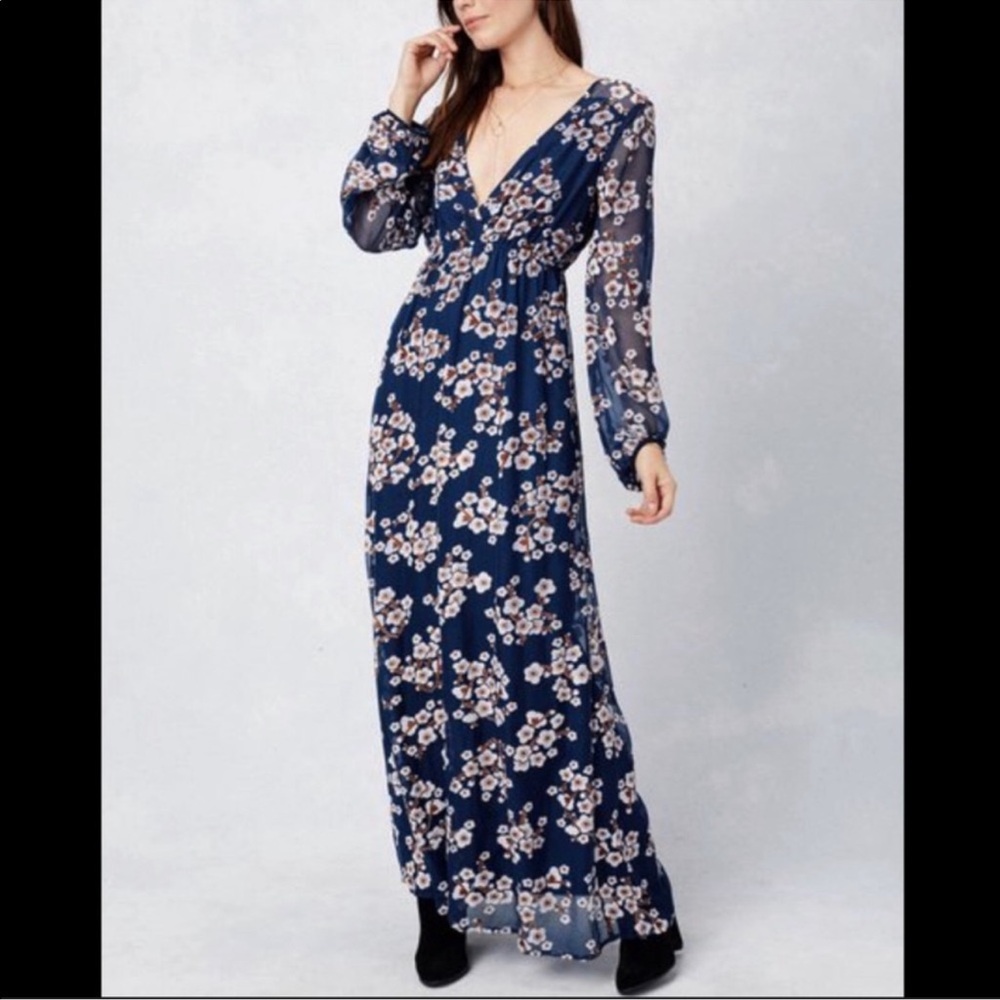 Lovestitch Navy Floral Long Sleeve Dress